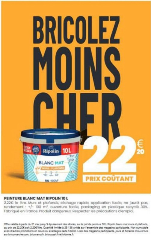 Peinture blanc mat à Prix Coûtant à Chateaurenard